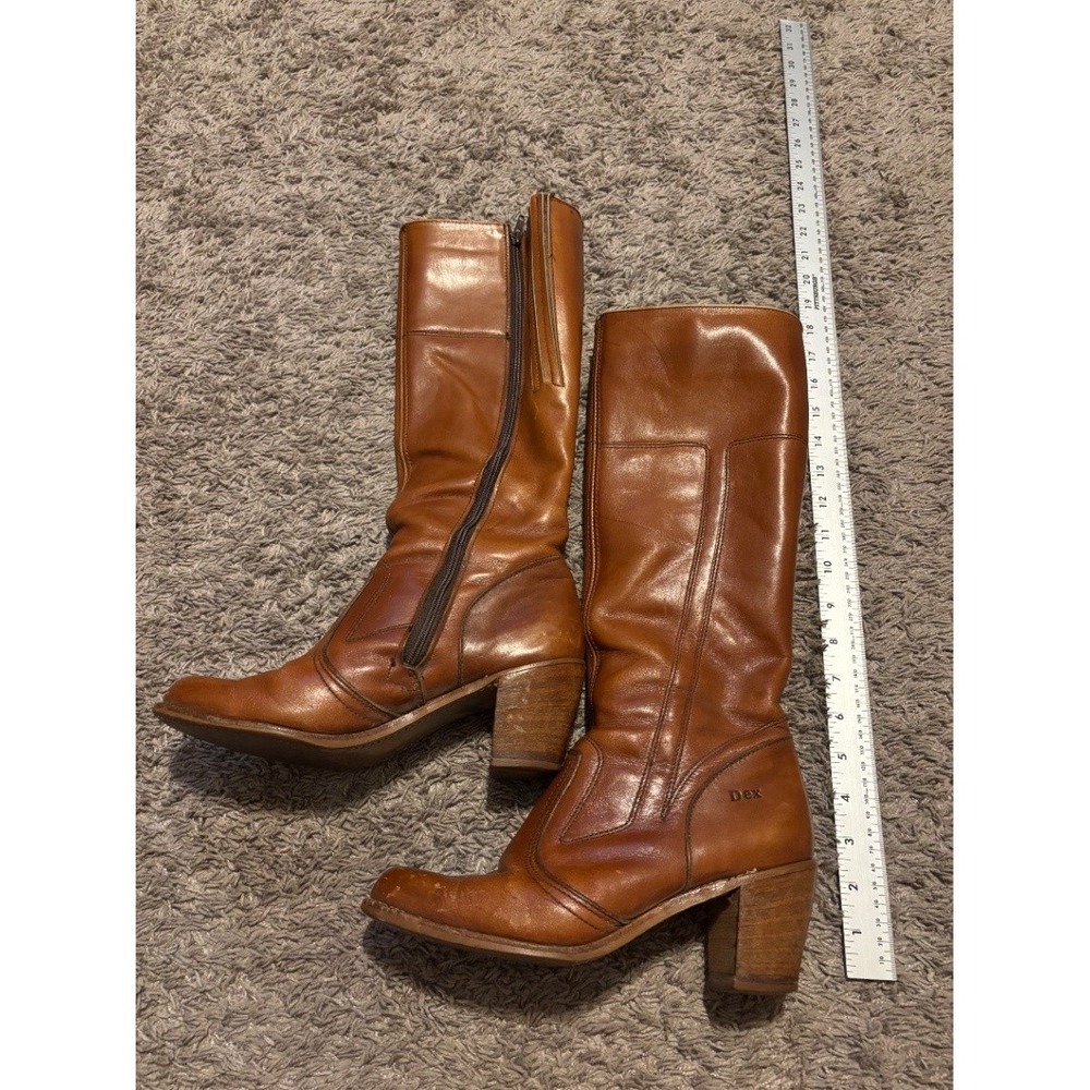 Vintage Dexter Women's 8.5 Leather Knee High Campus Boots Brown 1970s